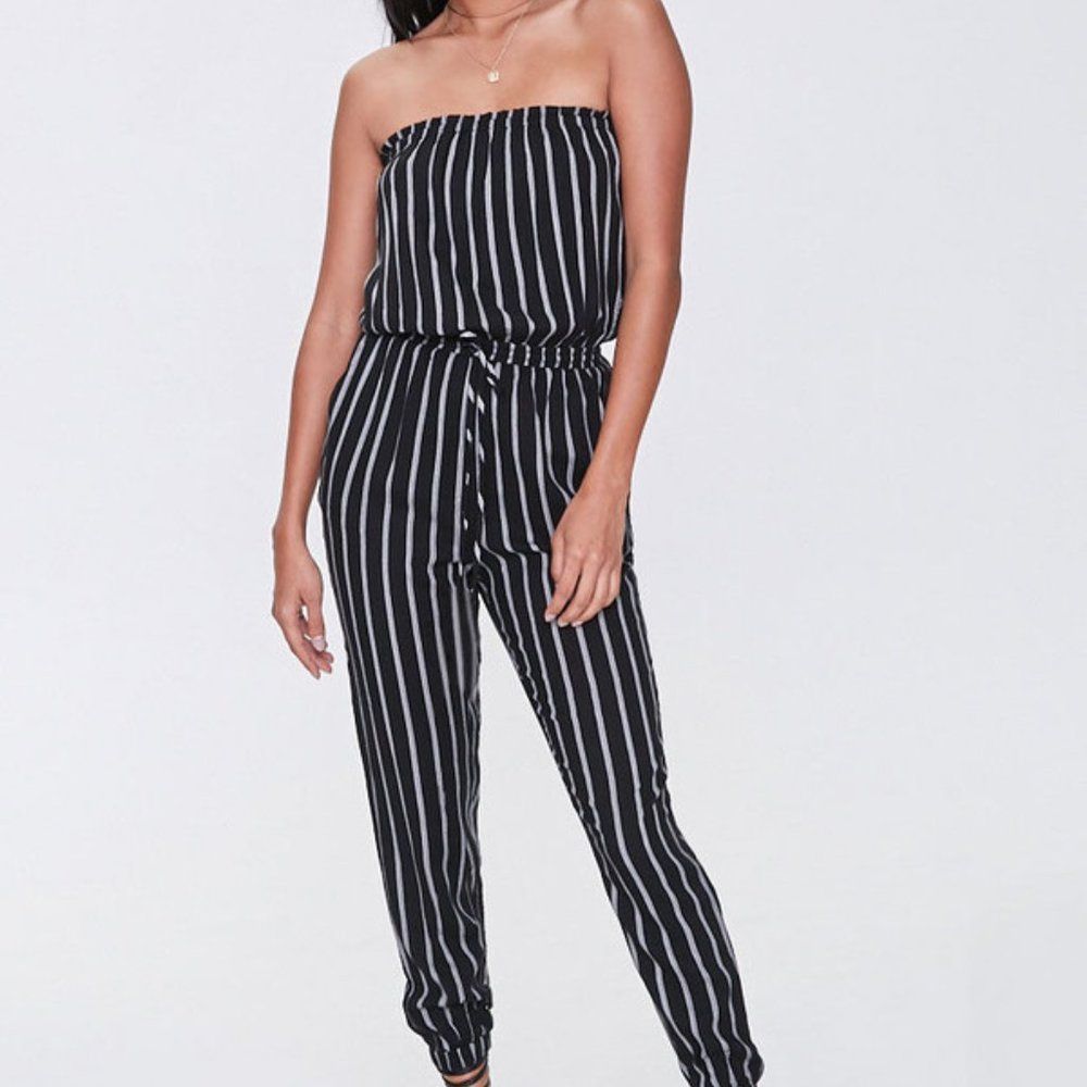 NEW Forever 21 Striped Tube Jumpsuit NWOT - Picture 2 of 4